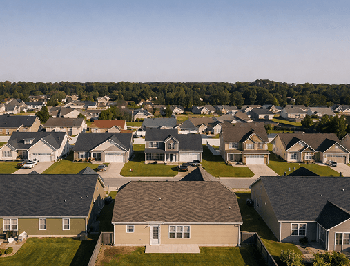 Aerial view of neighborhood